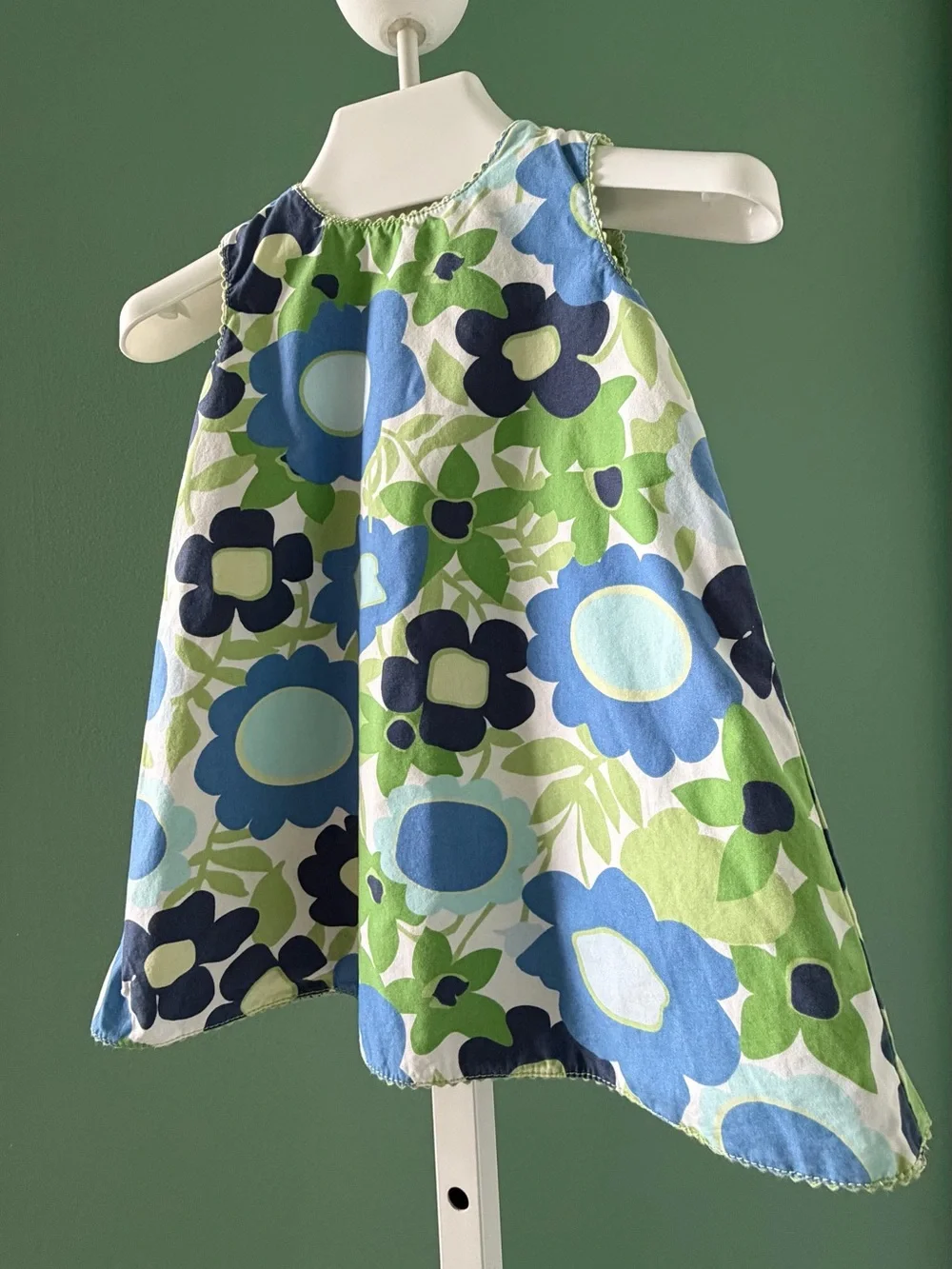 GAP Girls Blue & Green Floral Lined Swing Dress